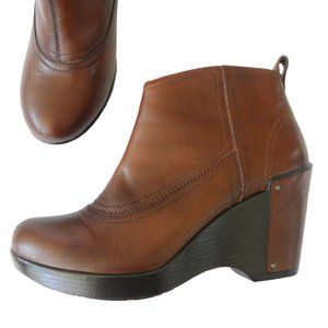 Dankso Fawn Studded Brown Leather Wedge Boot Bootie Brandy Brown 40 | 9.5 - 10